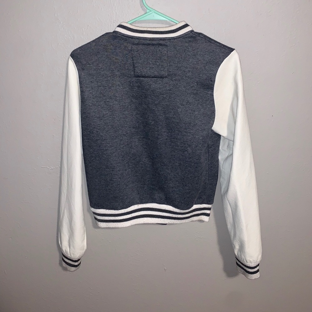 Iris Basic Gray Varsity Button-Up Jacket (Small) - Picture 2 of 5